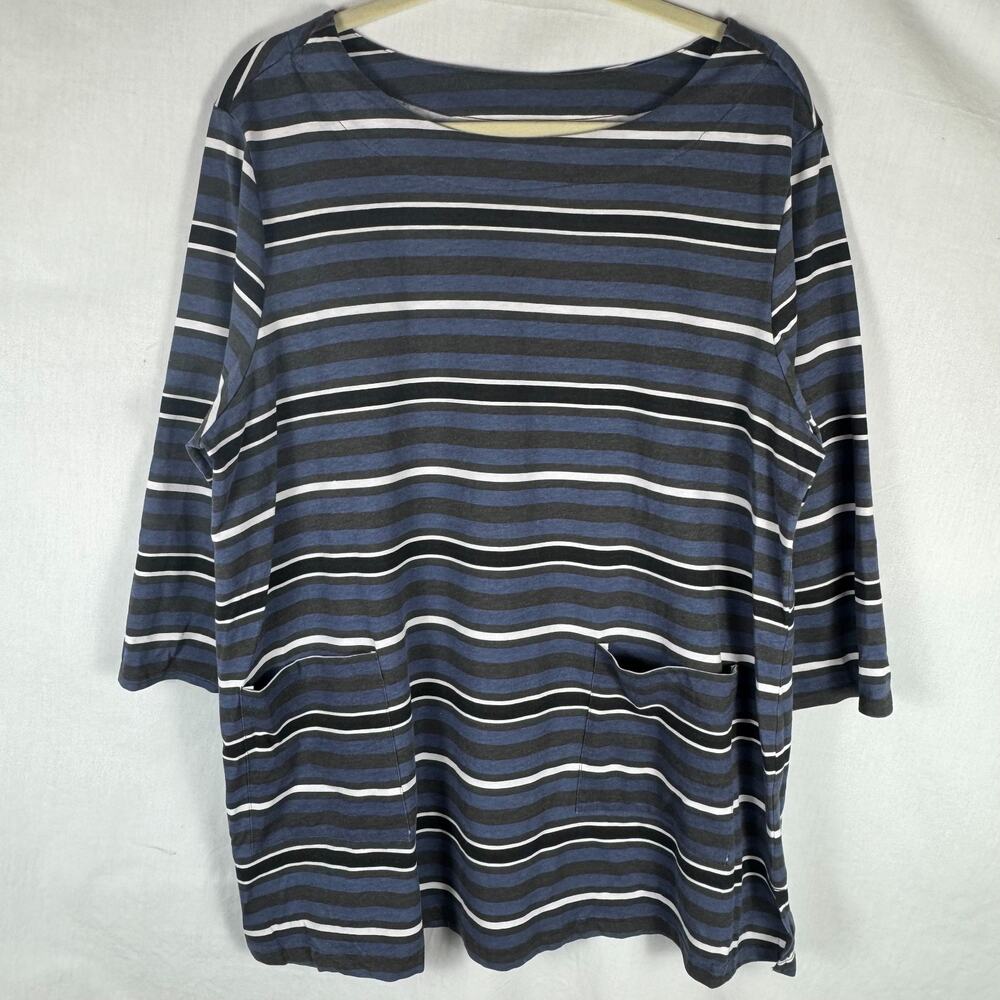 Anthony Richards Striped Tunic Top, Women, Sz 1x, Patch Pockets, Plus Size